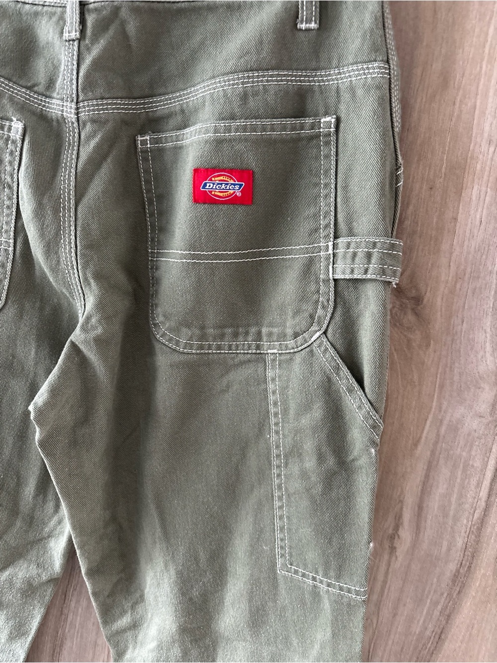 Dickies Girl Olive Carpenter Utility Pants Contrast Stitch Women Size 5/27 Skate - Picture 6 of 13